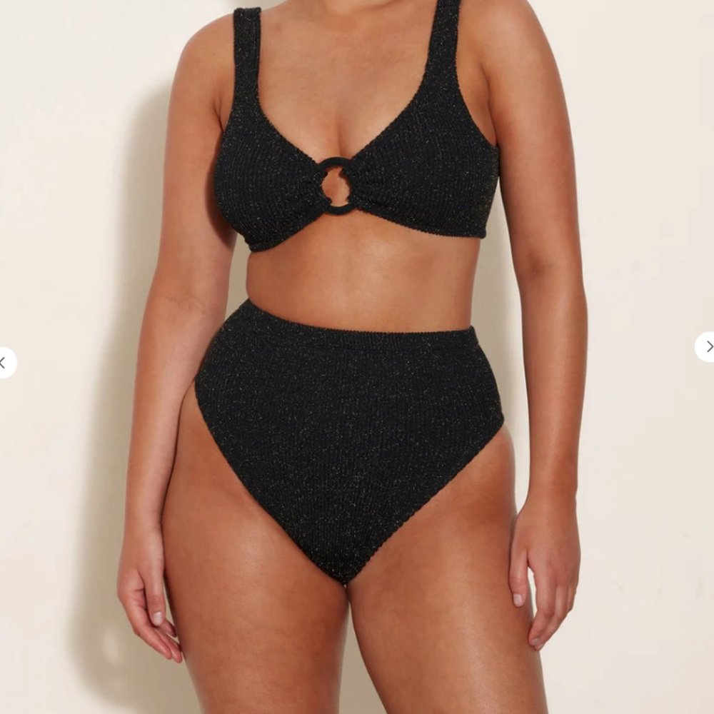 Hunza G Nadine Lurex Bikini - Black/Gold, NWT